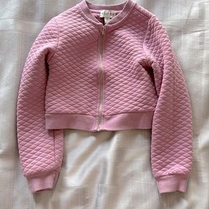 Girls Cropped Zipper Sweater